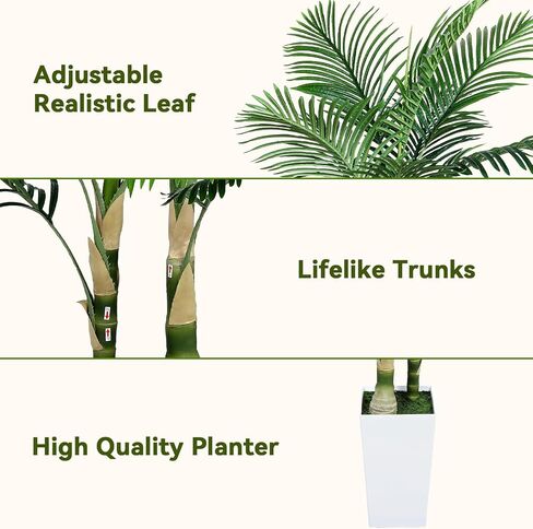 Fake Palm Tree, 8ft Artificial Phoenix Palm Tree Tall Tropical Tree with Adjustable Leaves & Planter, Outdoor Indoor Faux Trees for Living Room/Patio/Poolside/Yard Decor in Saudi Arabia