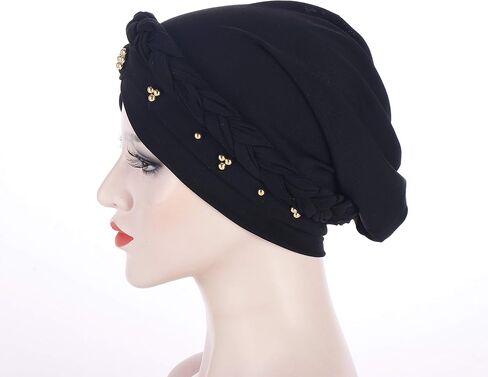 African Braid Turban Hats For Women Pre tied Beaded Chemo Cancer Headwrap Chemotherapy Headwear Headscarf in Saudi Arabia