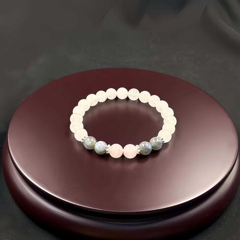 Crystal Bracelets for Women Men Natural White Stone Jade Gray Flash Quartz Beads Handmade Gemstone Stretch Elastic Healing Yoga Beaded Bracelet Attract Wealth Money Love Spiritual Jewelry Gift Unisex in Saudi Arabia