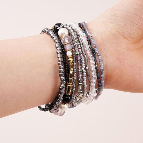 10 Bracelets Stack, Tackable Bracelets for Women Trendy, Boho Bead Bracelet Pack Friendship Jewelry in Saudi Arabia