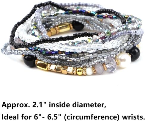 10 Bracelets Stack, Tackable Bracelets for Women Trendy, Boho Bead Bracelet Pack Friendship Jewelry in Saudi Arabia