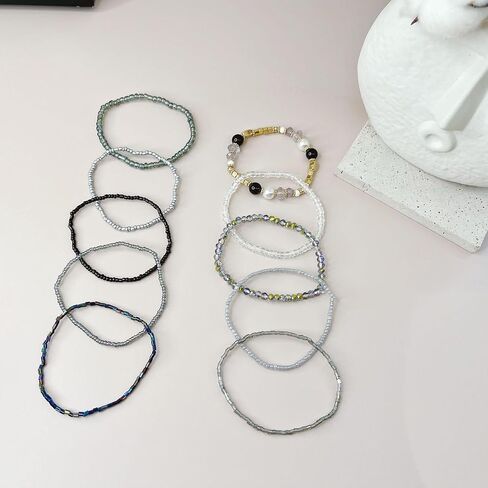 10 Bracelets Stack, Tackable Bracelets for Women Trendy, Boho Bead Bracelet Pack Friendship Jewelry in Saudi Arabia