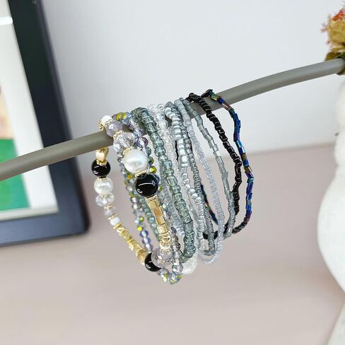 10 Bracelets Stack, Tackable Bracelets for Women Trendy, Boho Bead Bracelet Pack Friendship Jewelry in Saudi Arabia