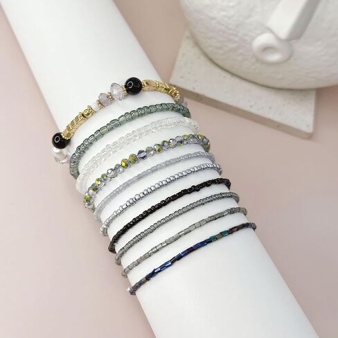 10 Bracelets Stack, Tackable Bracelets for Women Trendy, Boho Bead Bracelet Pack Friendship Jewelry in Saudi Arabia