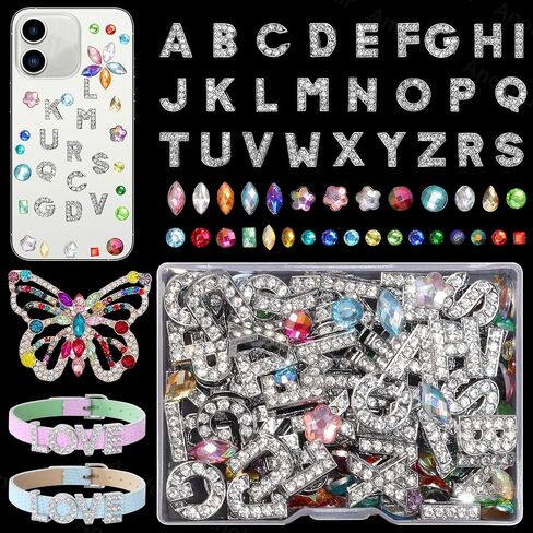 126 Pcs Silver Junk Case Charms, Planet Star Heart Nail Charms, Big A-Z Alphabet Letters for Junk Charm, Charm for Junk Cases Nail Art DIY Crafts Accessories in Kuwait