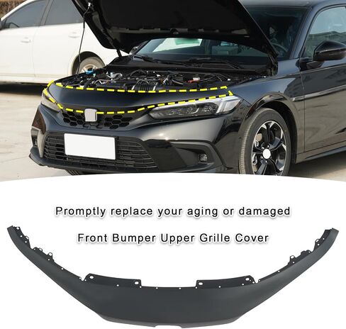 غطاء شبكي علوي للمصد الأمامي من Bewild متوافق مع 2022 2023 2024 Honda Civic Black 71111T43A01، HO1201106 in Kuwait