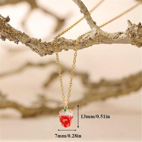 coadipress Strawberry Jewelry Set Red Strawberry Earrings Necklace Bracelet for Women Cute Lifelike Food Fruit Charm Jewelry Birthday Gifts in Saudi Arabia