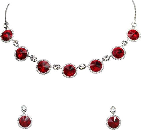 Faship Gorgeous Premium Rhinestone Crystal Floral Necklace Earrings Set in Saudi Arabia