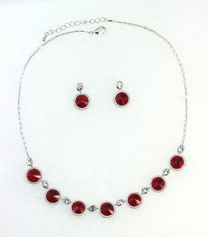 Faship Gorgeous Premium Rhinestone Crystal Floral Necklace Earrings Set in Saudi Arabia