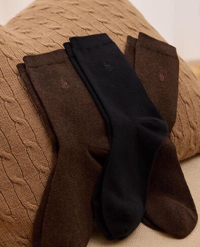 جوارب طويلة للركبة مضلعة كلاسيكية للسيدات من POLO RALPH LAUREN - عبوة زوج واحد - قطن مريح in Saudi Arabia