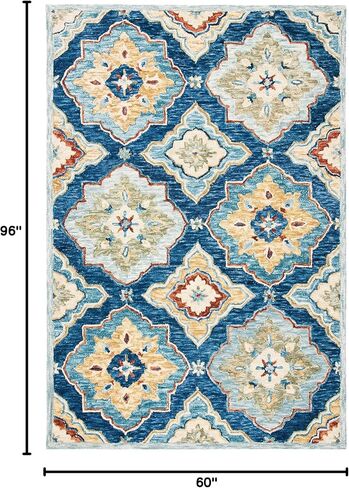 مجموعة SAFAVIEH Suzani مقاس 10.16 سم × 15.24 سم، أزرق داكن / أخضر SZN503N سجادة منطقة صوف فاخرة مصنوعة يدويًا من بوهو in Saudi Arabia