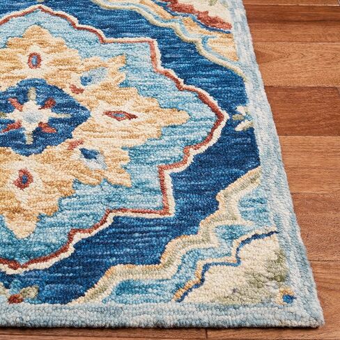 مجموعة SAFAVIEH Suzani مقاس 10.16 سم × 15.24 سم، أزرق داكن / أخضر SZN503N سجادة منطقة صوف فاخرة مصنوعة يدويًا من بوهو in Saudi Arabia