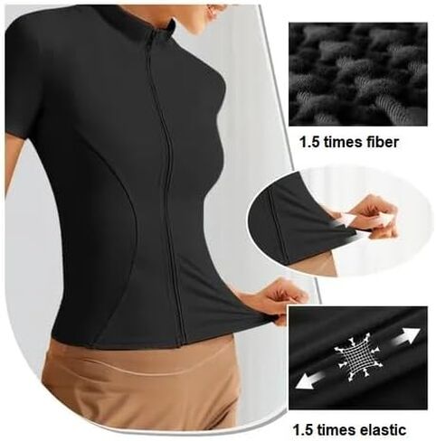 Women's Workout Jacket Lightweight Zip Up Yoga Jacket Cropped Athletic Slim Fit Tops in Saudi Arabia