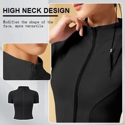 Women's Workout Jacket Lightweight Zip Up Yoga Jacket Cropped Athletic Slim Fit Tops in Saudi Arabia
