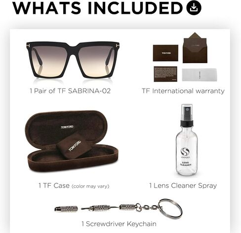 Tom Ford FT0764 SABRINA-02 نظارة شمسية مربعة الشكل + حزمة مع مجموعة أدوات تنظيف النظارات eSHADES in Saudi Arabia