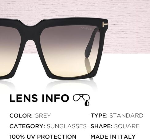 Tom Ford FT0764 SABRINA-02 نظارة شمسية مربعة الشكل + حزمة مع مجموعة أدوات تنظيف النظارات eSHADES in Saudi Arabia