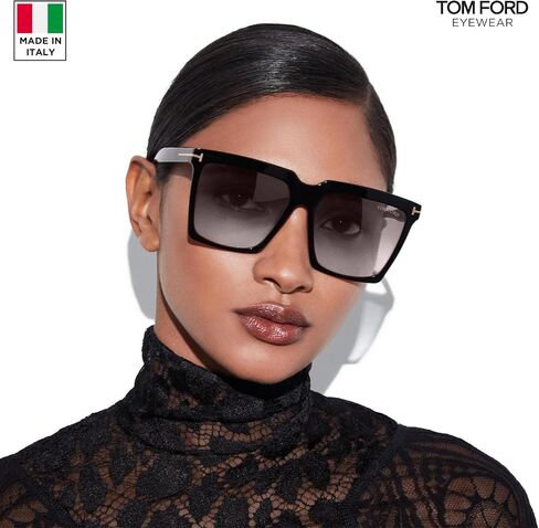 Tom Ford FT0764 SABRINA-02 نظارة شمسية مربعة الشكل + حزمة مع مجموعة أدوات تنظيف النظارات eSHADES in Saudi Arabia