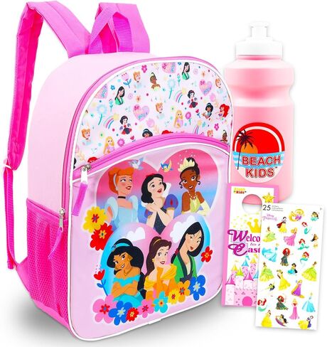 Disney Princess Backpack for Girls - Bundle with 16" Snow White School Bag Plus Water Bottle, Stickers, More | Disney Princess School Backpack for Girls in Saudi Arabia