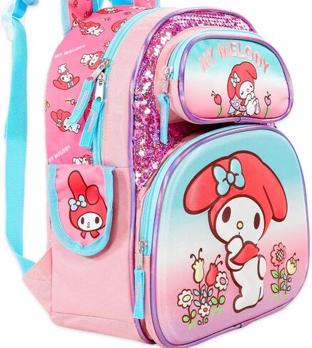 My Melody Mini Backpack for Kids - Bundle With 12" Sanrio School Bag, Water Bottle, Stickers, and More | My Melody Travel Bag for Girls in Saudi Arabia