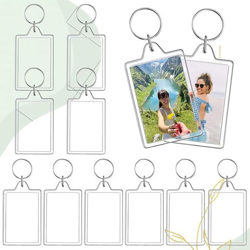 10PCS Acrylic Photo Insert Keychains Picture Frame Keychain Holder 2 x 3 Inch Blank Keyring in Saudi Arabia