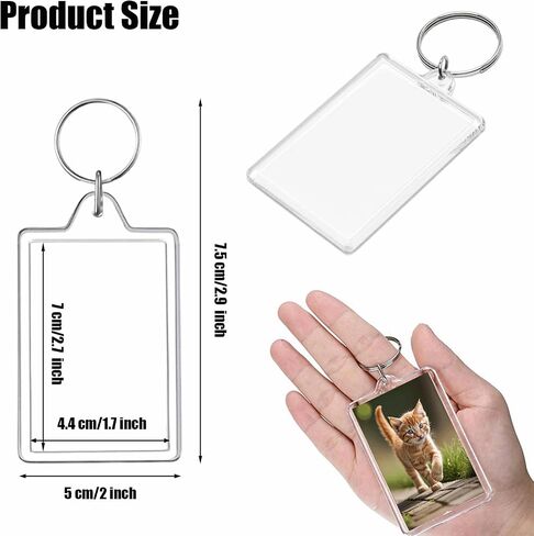 10PCS Acrylic Photo Insert Keychains Picture Frame Keychain Holder 2 x 3 Inch Blank Keyring in Saudi Arabia