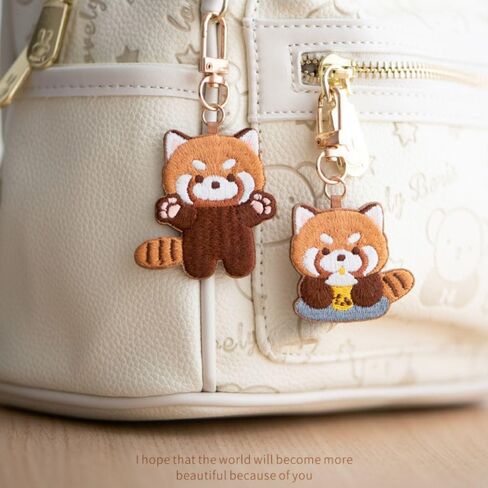 Animal Pendant Cartoon Funny Red Panda Keyrchain Sleep Red Panda Embroidery Pendant Bag Hanging(E) in Saudi Arabia
