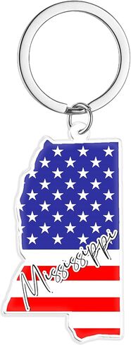 Mississippi Souvenirs Keychain With Key Ring - American Flag Keychain, Key Holder For Gifts,Souvenirs From Usa,Spot M in Saudi Arabia