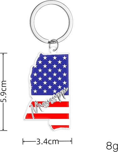 Mississippi Souvenirs Keychain With Key Ring - American Flag Keychain, Key Holder For Gifts,Souvenirs From Usa,Spot M in Saudi Arabia