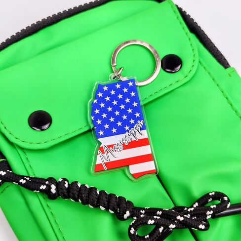 Mississippi Souvenirs Keychain With Key Ring - American Flag Keychain, Key Holder For Gifts,Souvenirs From Usa,Spot M in Saudi Arabia
