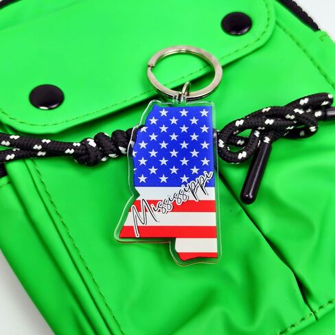 Mississippi Souvenirs Keychain With Key Ring - American Flag Keychain, Key Holder For Gifts,Souvenirs From Usa,Spot M in Saudi Arabia