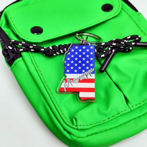 Mississippi Souvenirs Keychain With Key Ring - American Flag Keychain, Key Holder For Gifts,Souvenirs From Usa,Spot M in Saudi Arabia