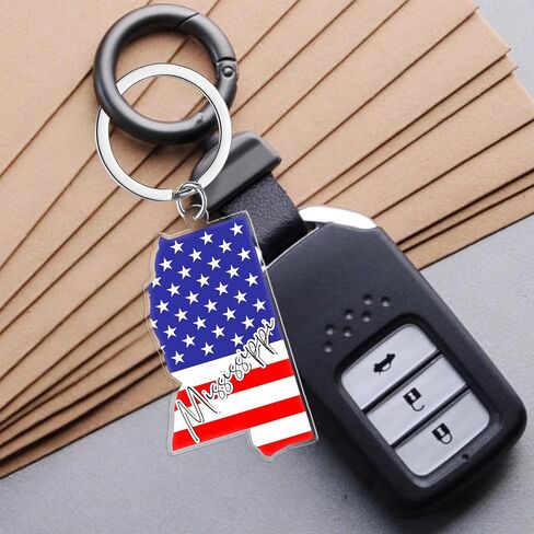 Mississippi Souvenirs Keychain With Key Ring - American Flag Keychain, Key Holder For Gifts,Souvenirs From Usa,Spot M in Saudi Arabia