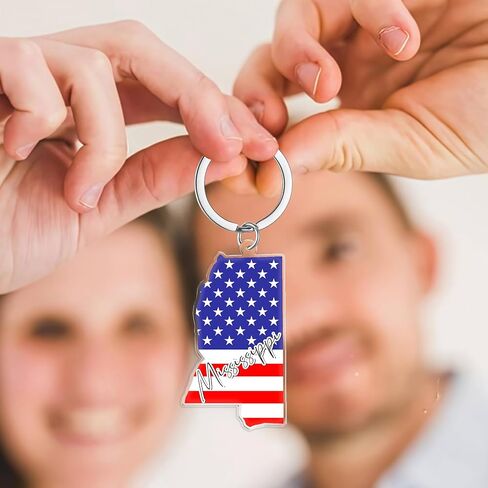 Mississippi Souvenirs Keychain With Key Ring - American Flag Keychain, Key Holder For Gifts,Souvenirs From Usa,Spot M in Saudi Arabia