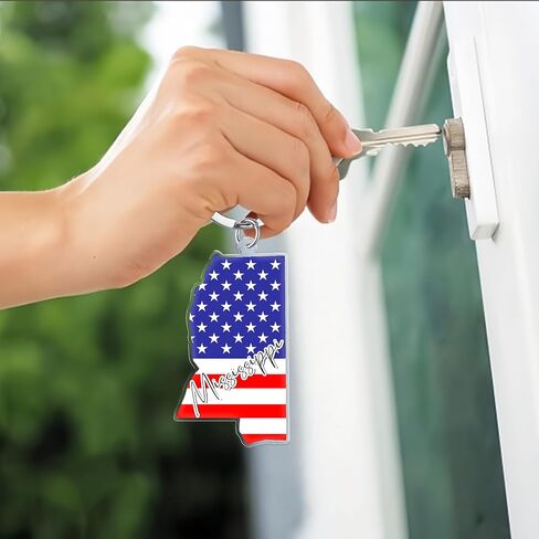 Mississippi Souvenirs Keychain With Key Ring - American Flag Keychain, Key Holder For Gifts,Souvenirs From Usa,Spot M in Saudi Arabia