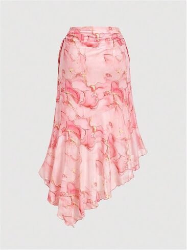 Women's Plus Size Y2k Ruffle Ruched Fishtail Skirt Side Drawstring Asymmetrical Bodycon Mesh Long Skirts in Saudi Arabia