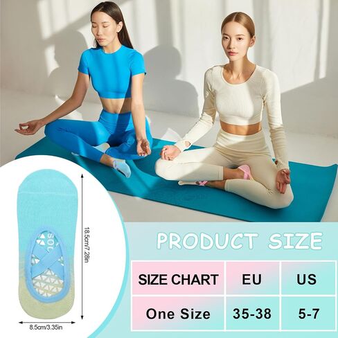 Jspupifip 6 Pairs Pilates Socks for Women Non-Slip Grip & Straps, Gradient Color Cotton Yoga Socks for Pilates, Barre, Barefoot, Dance, Home Workout in Saudi Arabia