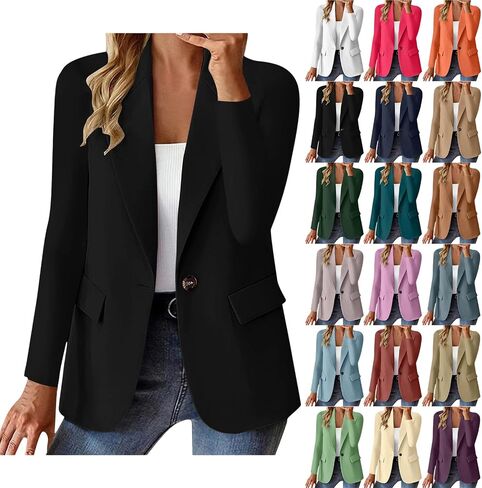 Aymnlox Womens Blazers for Work Casual Spring Fall Long Sleeve Open Front Business Work Office Dressy Suit Jackets in Saudi Arabia