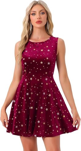 Allegra K Women's Halloween Shiny Star Dresses Sleeveless Mini Velvet Dress in Saudi Arabia