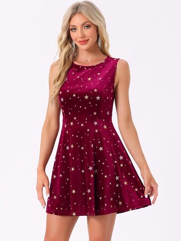 Allegra K Women's Halloween Shiny Star Dresses Sleeveless Mini Velvet Dress in Saudi Arabia