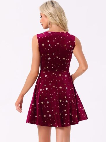 Allegra K Women's Halloween Shiny Star Dresses Sleeveless Mini Velvet Dress in Saudi Arabia