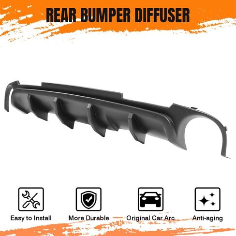 Rear Bumper Diffuser Lip, Compatible with 2013-2014 Ford Mustang, PP Unpainted V2 Style Rear Lower Lip Valance Splitter in Saudi Arabia