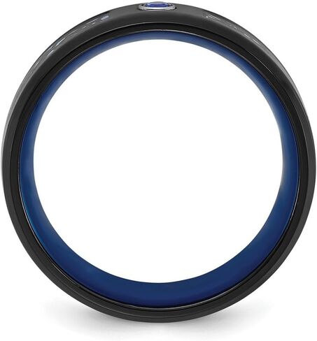 JewelryWeb 8mm Titanium Polished Black Blue Ip Cubic Zirconia Carbon Fiber Inlay In Clear Epoxy Band-Band Style Ring for Women and Men in Saudi Arabia