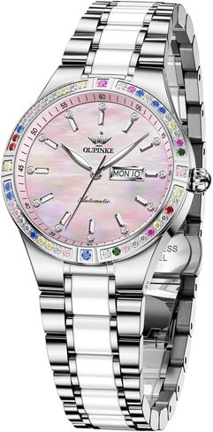 OUPINKE Women’s Automatic Watch Rose Gold Diamond Dial Luxury Elegant Wristwatch Sapphire Crystal Luminous Waterproof in Saudi Arabia