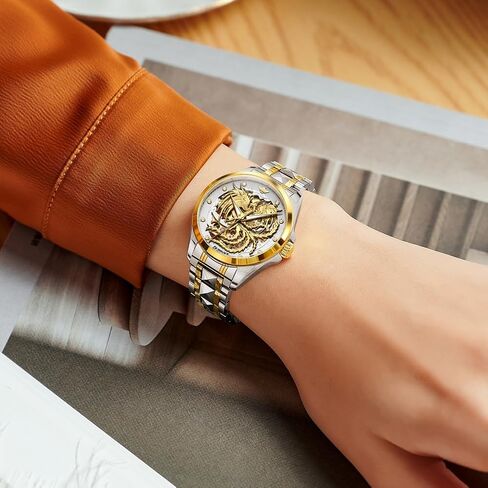 OUPINKE Women’s Automatic Watch Rose Gold Diamond Dial Luxury Elegant Wristwatch Sapphire Crystal Luminous Waterproof in Saudi Arabia