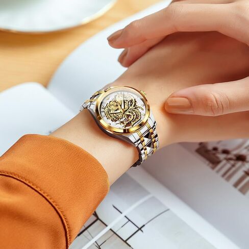 OUPINKE Women’s Automatic Watch Rose Gold Diamond Dial Luxury Elegant Wristwatch Sapphire Crystal Luminous Waterproof in Saudi Arabia
