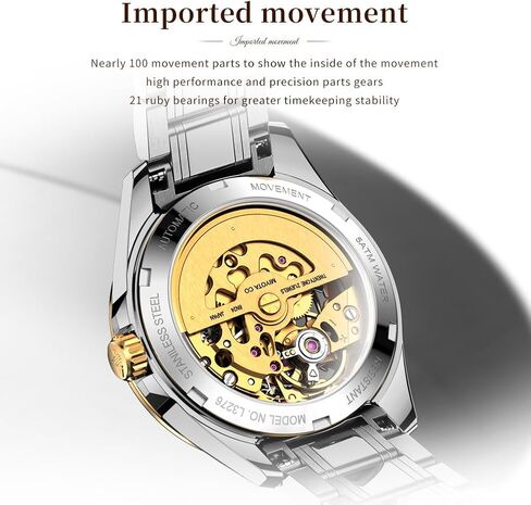 OUPINKE Women’s Automatic Watch Rose Gold Diamond Dial Luxury Elegant Wristwatch Sapphire Crystal Luminous Waterproof in Saudi Arabia