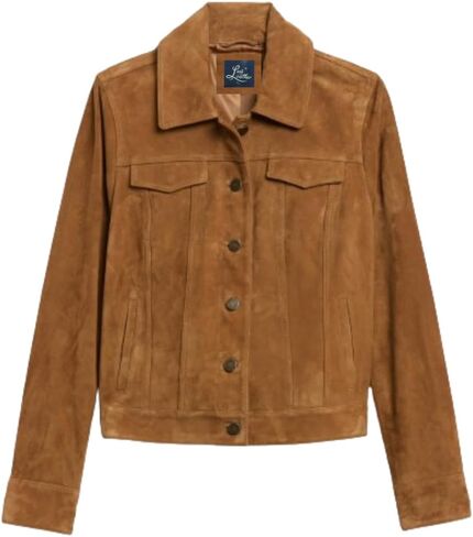 Luis Suede Lambskin Leather Jacket For Women Spread Collar Chest Flap Pockets Button Front Closure For Western Party Wear in Saudi Arabia
