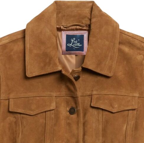 Luis Suede Lambskin Leather Jacket For Women Spread Collar Chest Flap Pockets Button Front Closure For Western Party Wear in Saudi Arabia