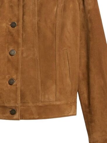 Luis Suede Lambskin Leather Jacket For Women Spread Collar Chest Flap Pockets Button Front Closure For Western Party Wear in Saudi Arabia