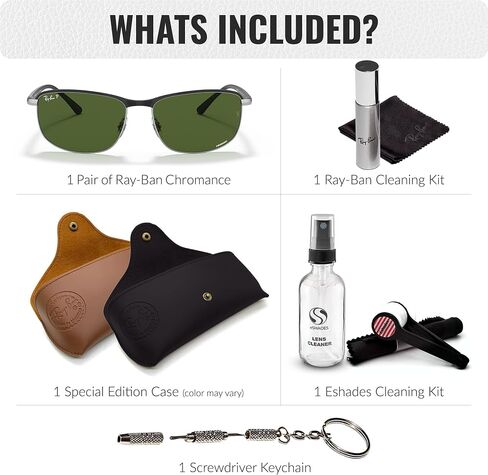 نظارات شمسية مستقطبة من Ray-Ban RB3671CH CHROMANCE مع مجموعة أدوات النظارات - وسادات أنف قابلة للتعديل - نظارة شمسية مربعة مثالية للارتداء الرسمي والعادي in Saudi Arabia